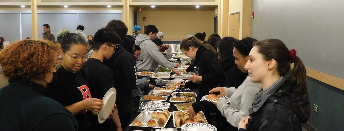 Students at Catering Table during Open House